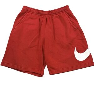 Mens Nike Club Fleece Sweat Shorts Red Swoosh Size Medium Lounge Sportswear